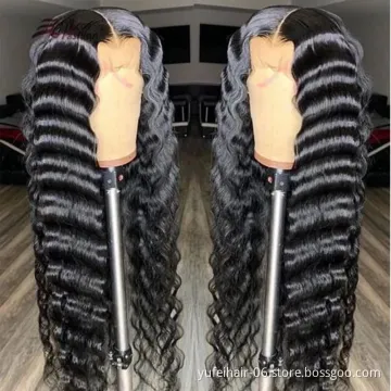 Wholesale hd transparent 13X4 lace frontal wigs,wigs human hair lace front deep wave, 100% brazilian human hair wigs